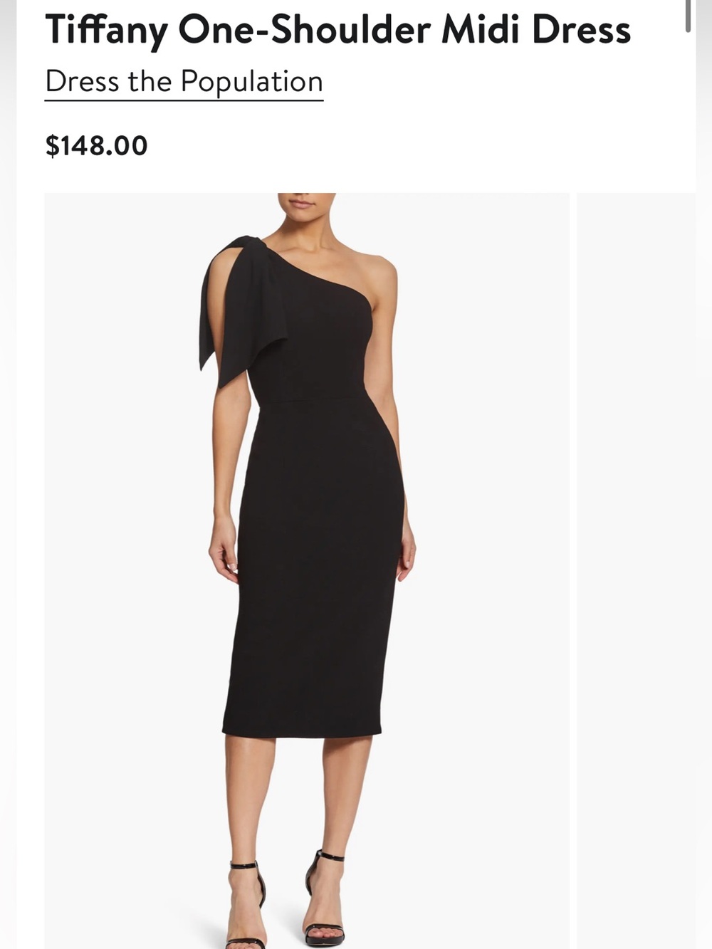 NWT Dress the Population Tiffany One Shoulder Dress